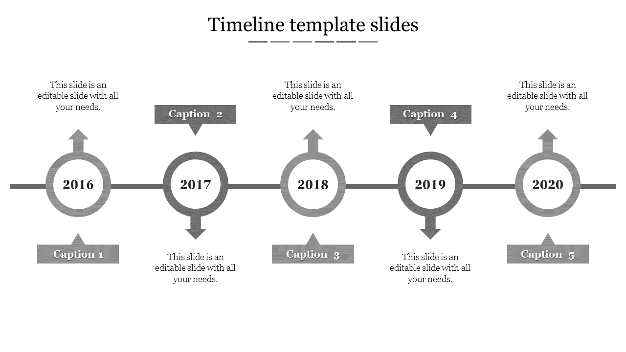 Free - Use Timeline Template Slides With Five Nodes Model